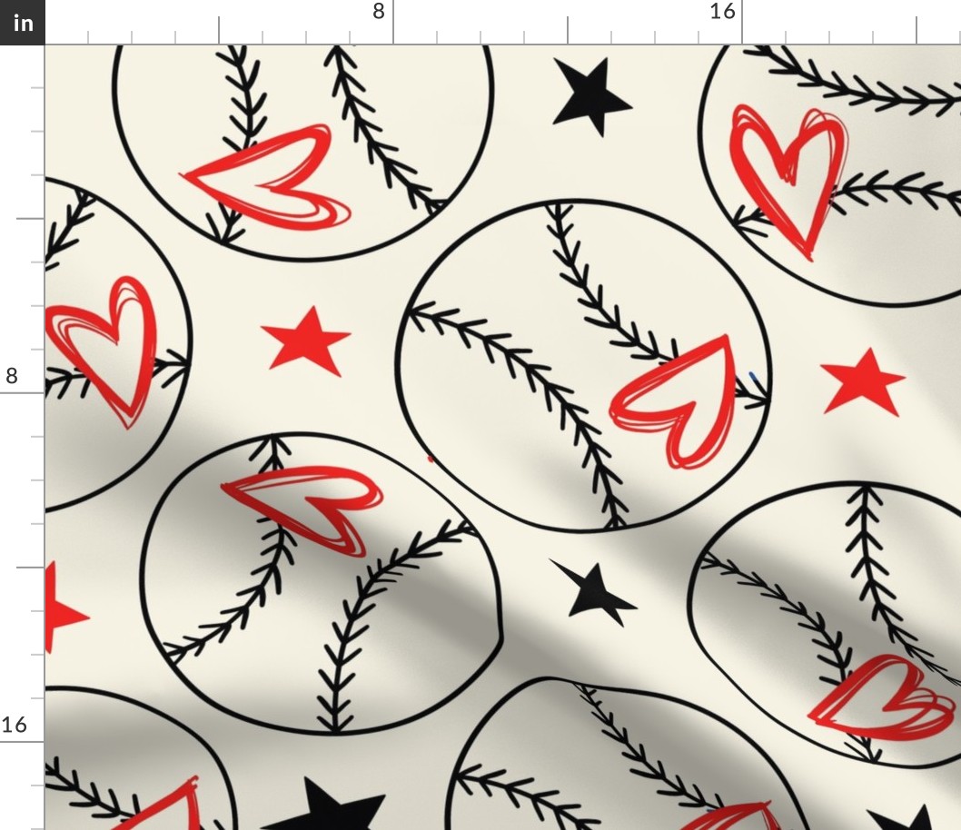 Baseball Tennis hearts- XL
