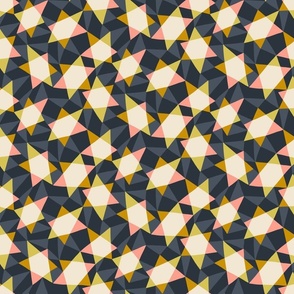 (S) Modern, happy, abstract and geometric stars - yellow on dark gray