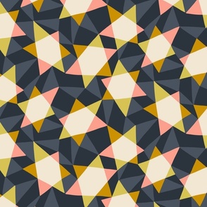 (M) Modern, happy, abstract and geometric stars - yellow on dark gray