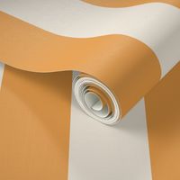 (Large) Awning Beach Stripes - Pumpkin Orange and Natural Linen Off White