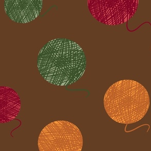 (L) Colourful yarns on brown natural Christmas 