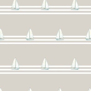 (S) sunday sailboats in a row in warm-gray beige Small scale