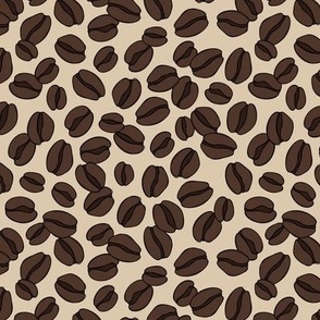 Tossed coffee bean texture - Minimalist freehand coffee beans on vanilla cream