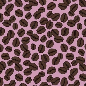 Tossed coffee bean texture - Minimalist freehand coffee beans on pink
