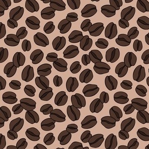 Tossed coffee bean texture - Minimalist freehand coffee beans on blush