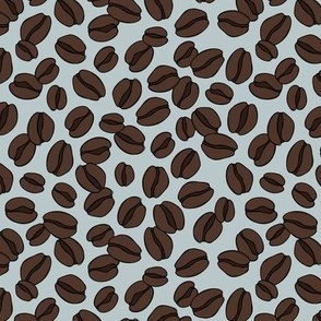 Tossed coffee bean texture - Minimalist freehand coffee beans on light blue