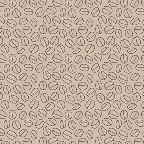 Minimalist coffee beans pattern - abstract freehand outline coffee bean design chocolate brown on beige
