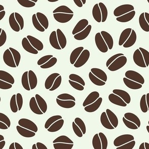 Minimalist coffee beans pattern - abstract freehand coffee bean design chocolate brown on mist