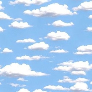 Blue Sky with Fluffy White Clouds Pattern