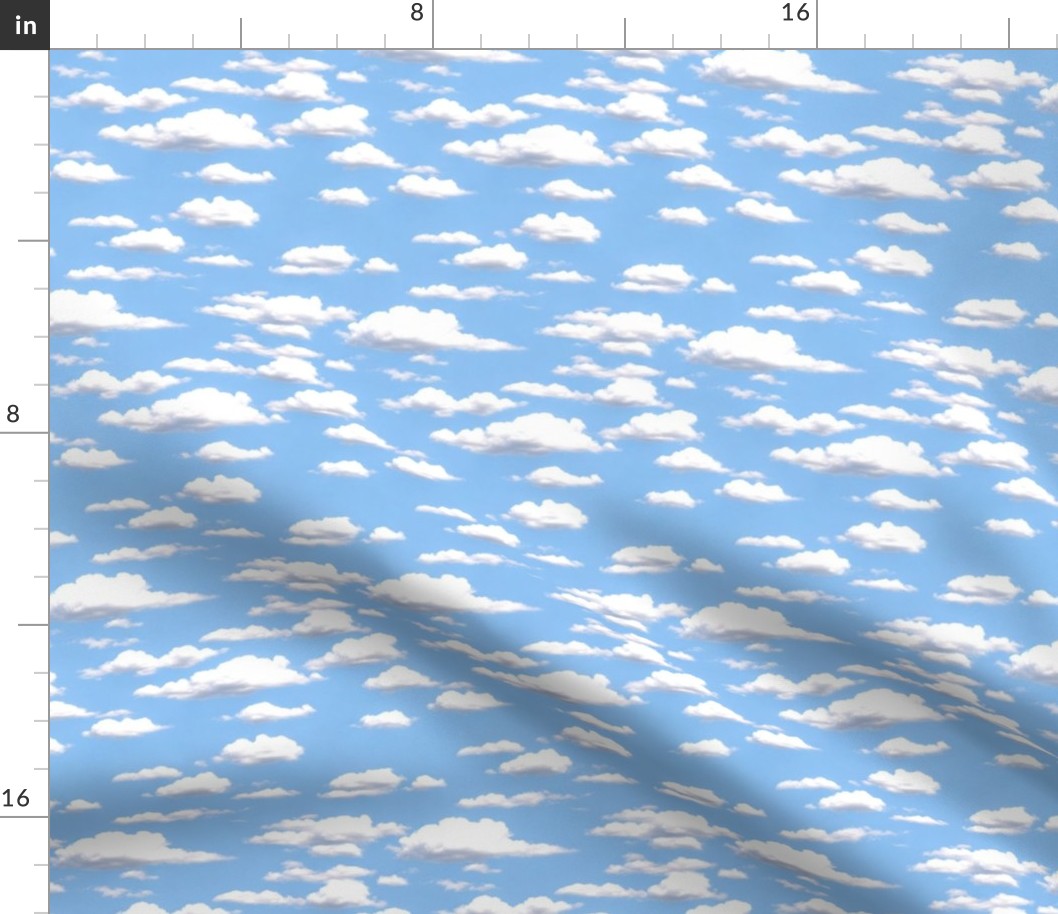 Blue Sky with Fluffy White Clouds Pattern