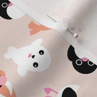 Winter Animals - Penguins Narwhal  seal seagull and walrus sea life kawaii kids design orange blush pink on sand 