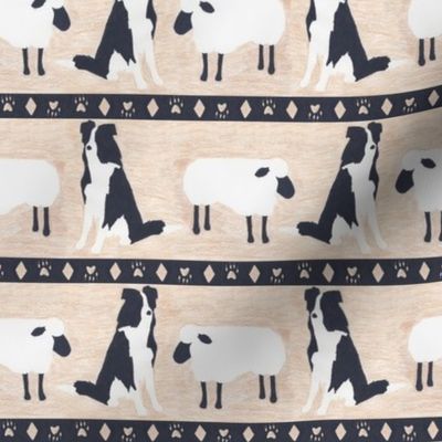 Primitive Border Collie and sheep border - small