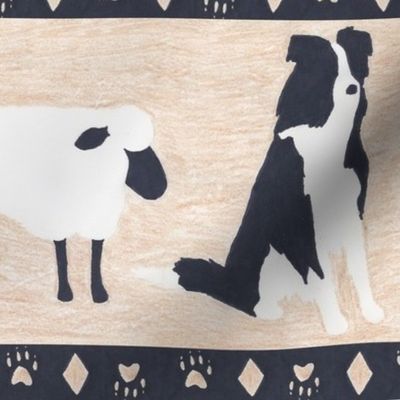 Primitive Border Collie and sheep border - Large width