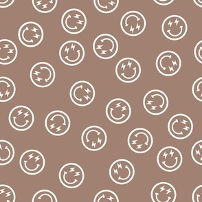 Brown Happy Faces-coordinate, Retro Smile Face, Smiley, Smile Face