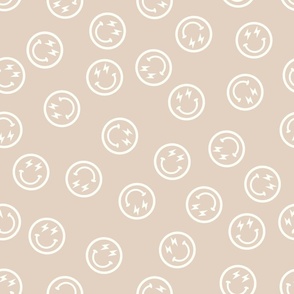 Beige Happy Faces-coordinate, Retro Smile Face, Smiley, Smile Face
