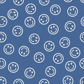 Dark Blue Happy Faces-coordinate, Retro Smile Face, Smiley, Smile Face