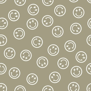 Grey Green Happy Face-coordinate, Retro Smile Face, Smiley, Smile Face