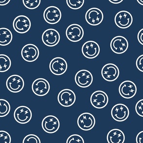 Happy Faces-Indigo Blue, , Retro Smile Face, Smiley, Smile Face