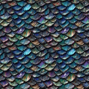 Midnight Scales - Iridescent Dragon Scale Pattern