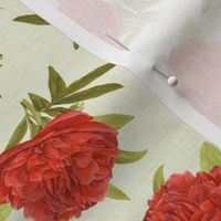 Watercolour Vintage Peony on Ivory - Ditsy