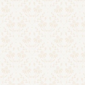 S-WITH YOU SHE BLOOMS-CREAM-NEUTRAL-daisy, damask, flock, wallpaper, floral, botanical, hand painted, textured and tonal