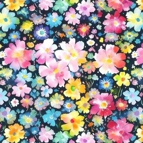 Floral Summer Rainbow - Watercolor Colorful Flower Pattern