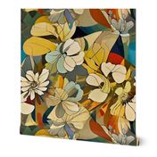 geometric vintage colors flowers XL