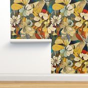 geometric vintage colors flowers XL