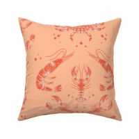 Ocean Crab, Lobster and Shrimp Scandinavian Halfdrop, Large Scale - Peach