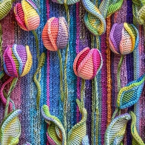 Crochet Colorful Rainbow Tulip Flowers