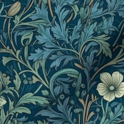 delicate green botanical floral inspired by william morris