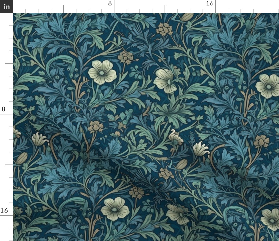 delicate green botanical floral inspired by william morris