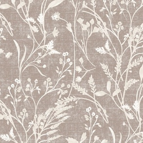 Wild Leaves botanical Floral - Taupe Brown