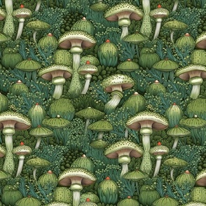 green mushroom botanical inspired by william morris