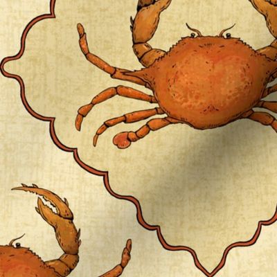 12" Orange Crabs - Vintage Crustacean Core - Textured