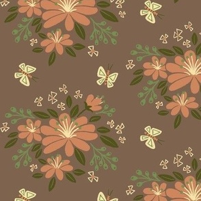 Forest Enchantment — Large Flowers Taupe Background