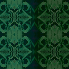 [L] Shades of Green Gothic Botanical Stripes - Wallpaper