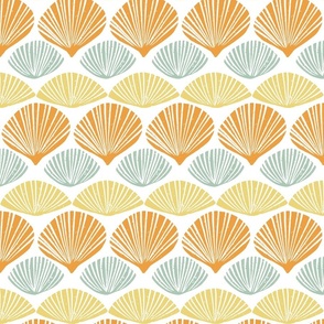 crustacean core block print - vintage seashell on white - vintage nautical wallpaper