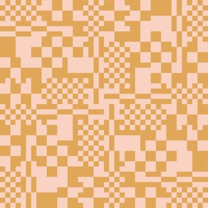Fabulous checkerboard mustard and pink