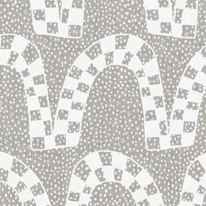 Checker Arches White on Linen Grey