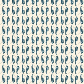 Blue and Cream Lobster Crustacean Vertical Stripes (Small-Scale)