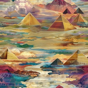 Egyptian Pyramid Dreamscape: Magical Fantasy Landscape Tapestry
