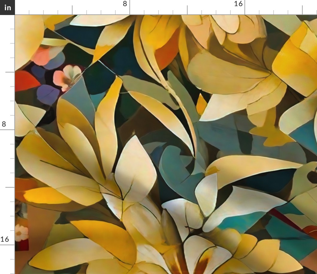 geometric floral patternc vintage colors XL