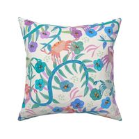 Folky crabs (large) - Crabs and flowers for this colorful folk watercolor style design.