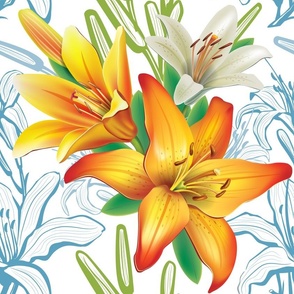Tropical flowers, lilies