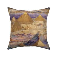 Golden Giza Pyramids of Egypt: Magical Fantasy Landscape Tapestry