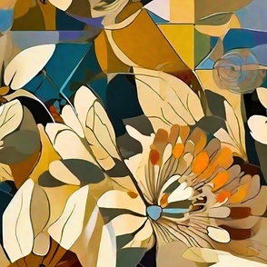 geometric floral design XL vintage colors
