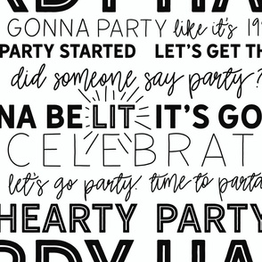 Party Hearty Hardy Typography Banner - Black and White