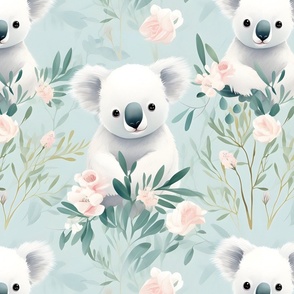 Cute Koalas & Flowers - large 