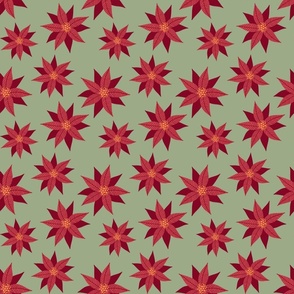 (S) Poinsettia on green natural Christmas 